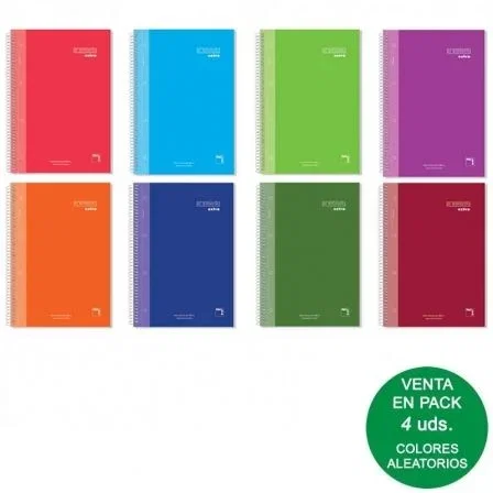 Sam - Pacsa Cuaderno con Espiral Rayado Sam Premium A5, 120 Hojas, 4 Unidades, Colores Surtidos Sam - Pacsa Cuaderno con Espiral Rayado Sam Premium A5, 120 Hojas, 4 Unidades, Colores Surtidos